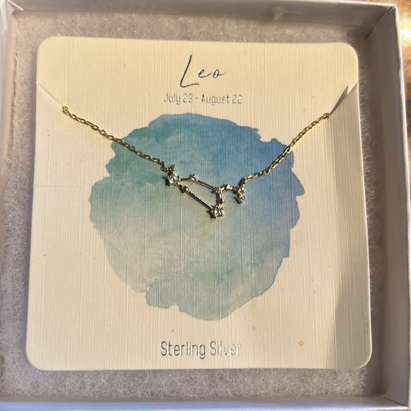 NIB Sterling Silver Gold Leo Constellation Necklace - Picture 2 of 5